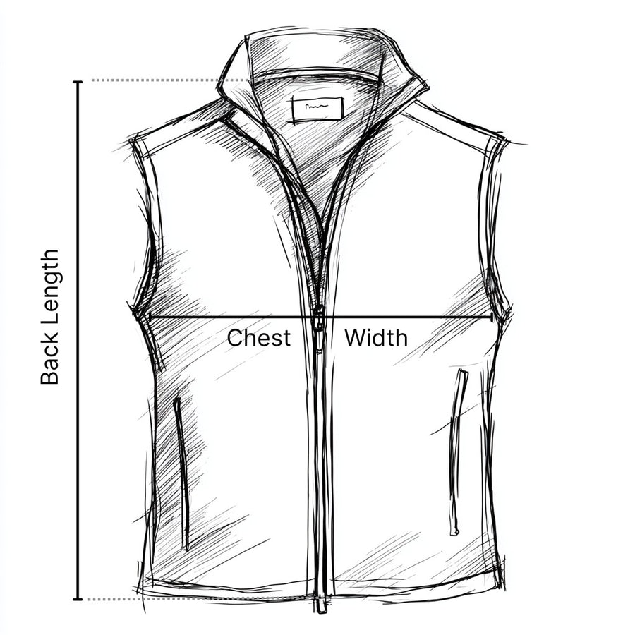 Gilet garment measurement diagram